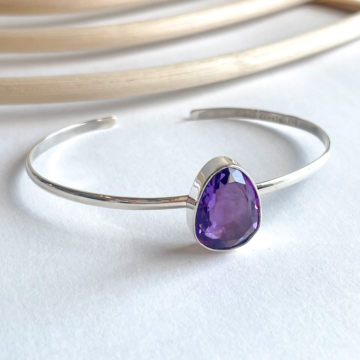 Amethyst Mini Cuff - Solid Sterling Silver