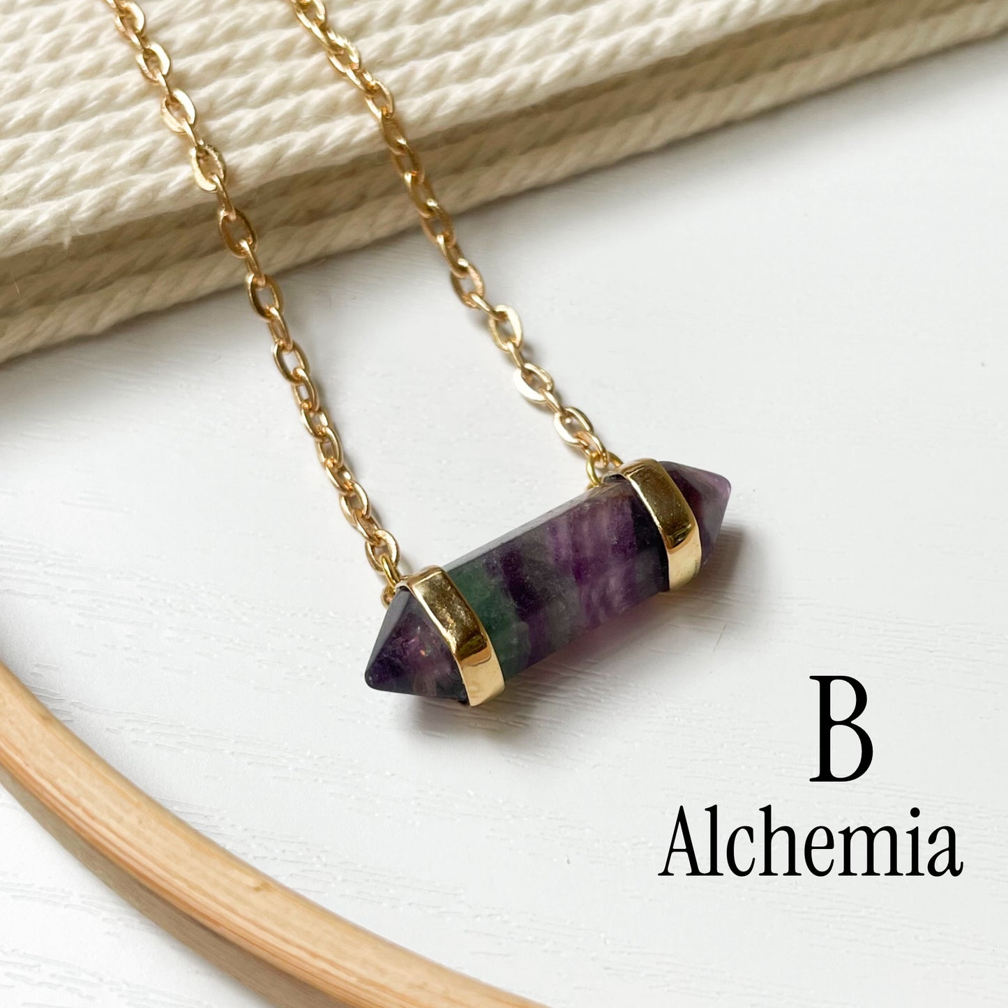 Fluorite Side Point Necklace - Both Metals