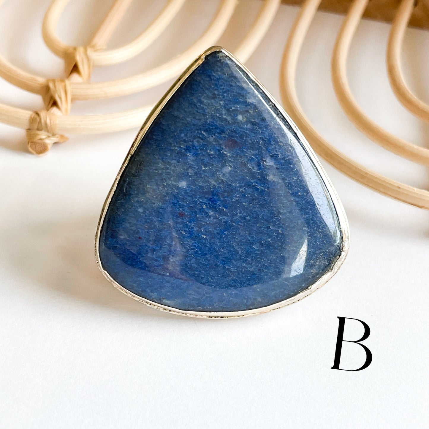 Blue Quartz Flex Cuff Statement Ring - Solid Sterling Silver