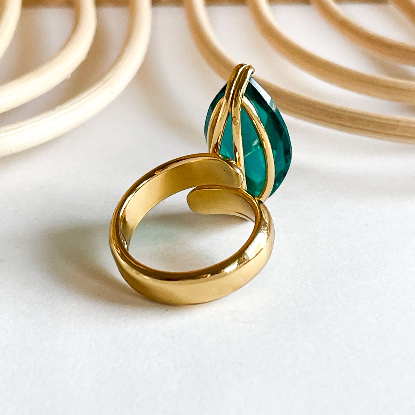 Chunky Teal Glass Prong Ring - Alchemia