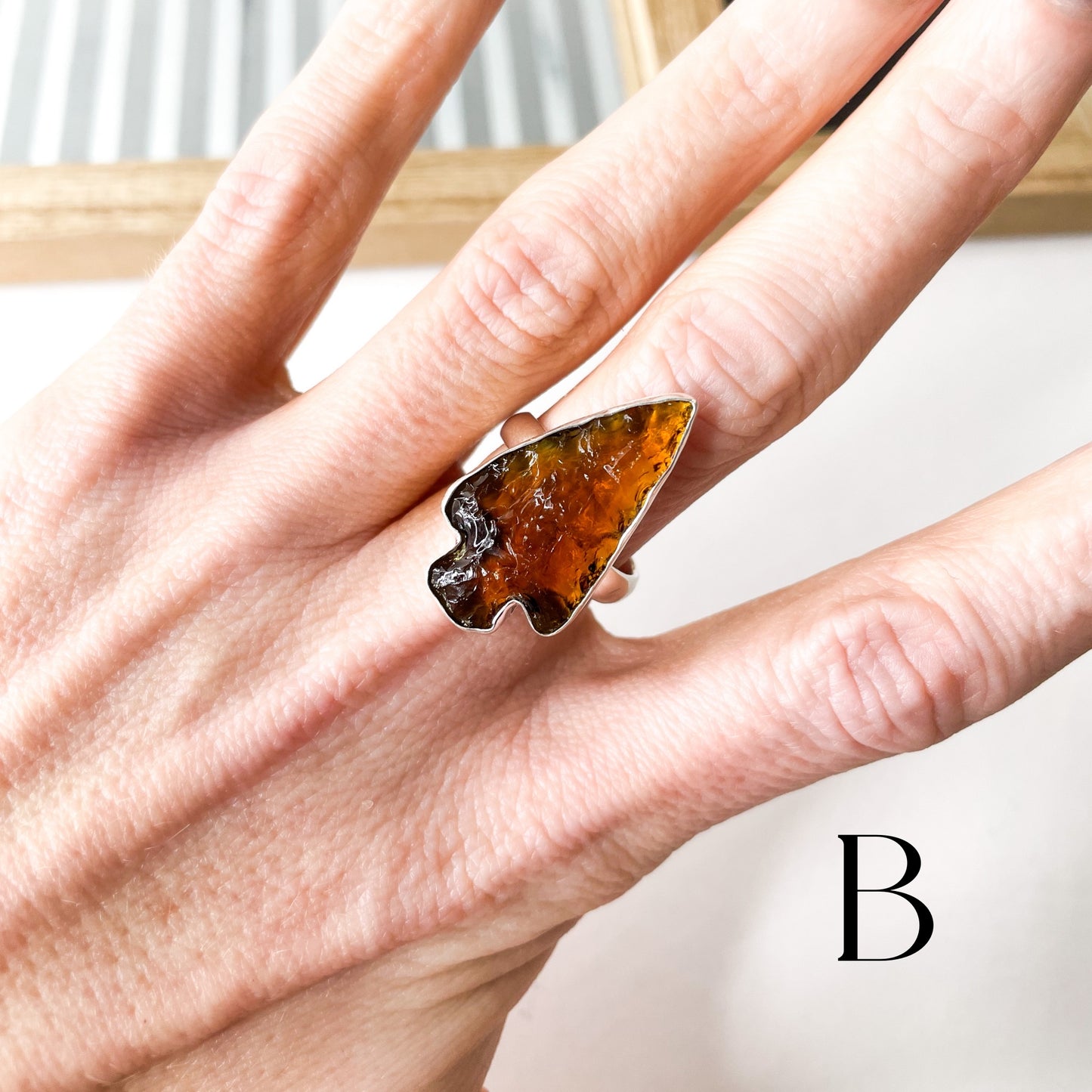 Colorful Glass Arrow Ring - Solid Sterling Silver