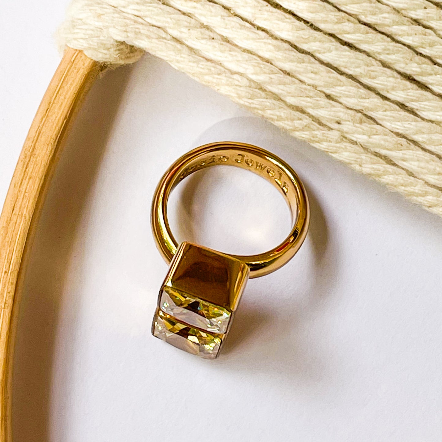 Yellow Square CZ Bypass Ring - Alchemia