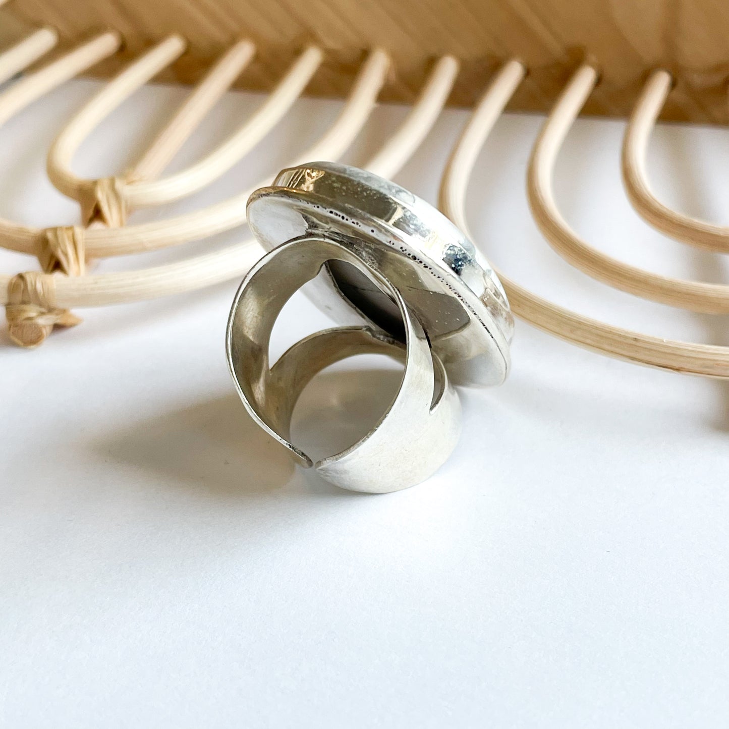 Howlite Flex Cuff Statement Ring - Solid Sterling Silver