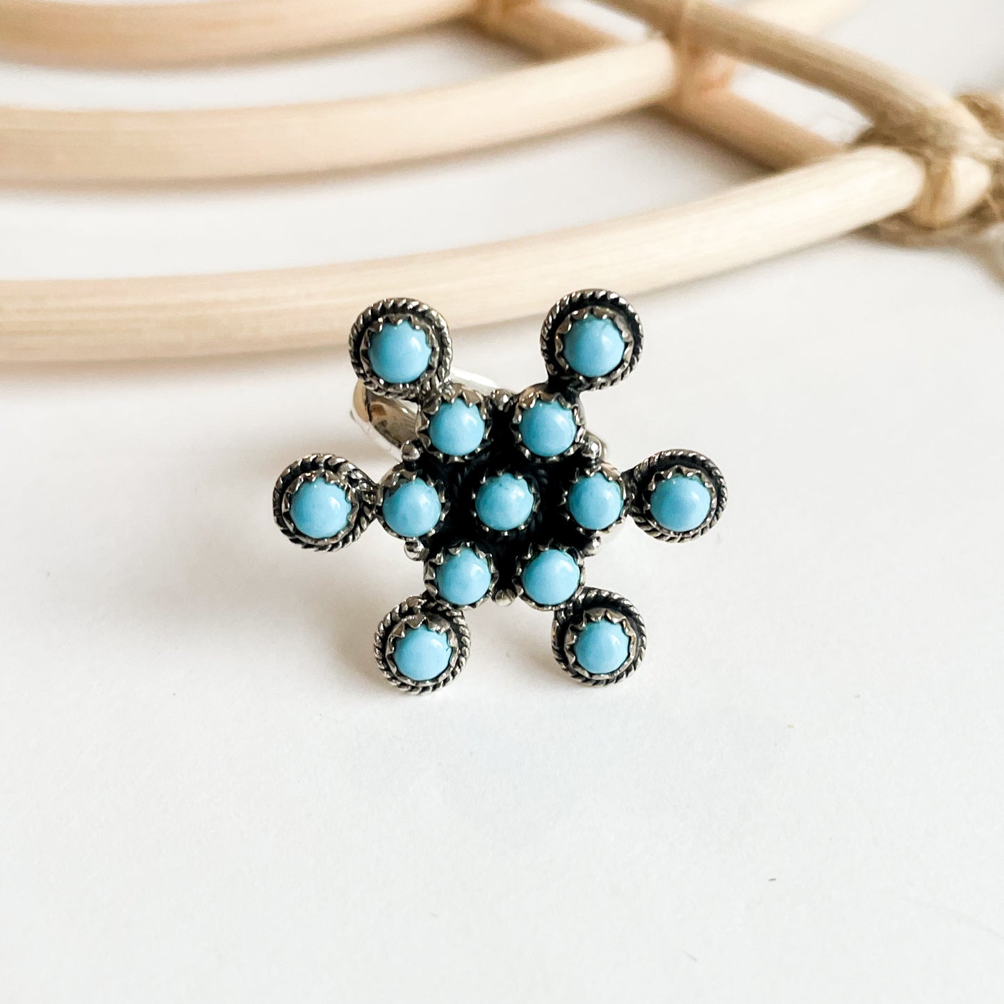 Arizona Turquoise Snowflake Ring - Solid Sterling Silver