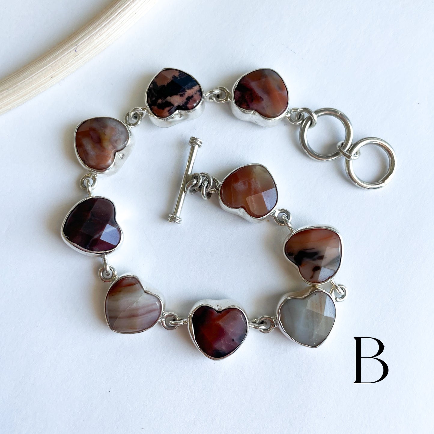 Red Creek Jasper Hearts Bracelet - Both Metals