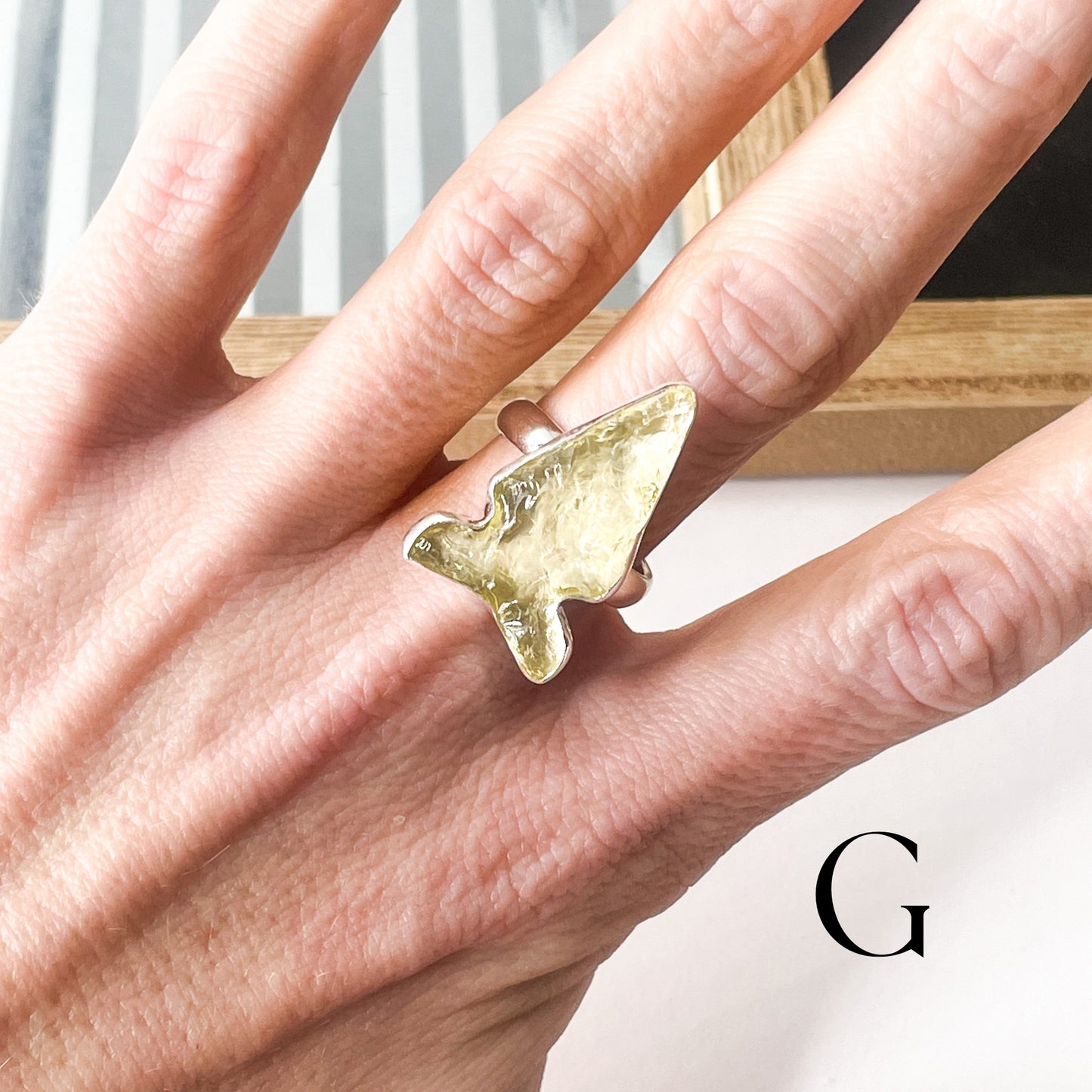 Colorful Glass Arrow Ring - Solid Sterling Silver