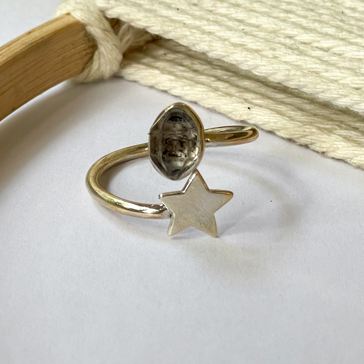 Shooting Star & Stones Bypass Ring - Solid Sterling Silver