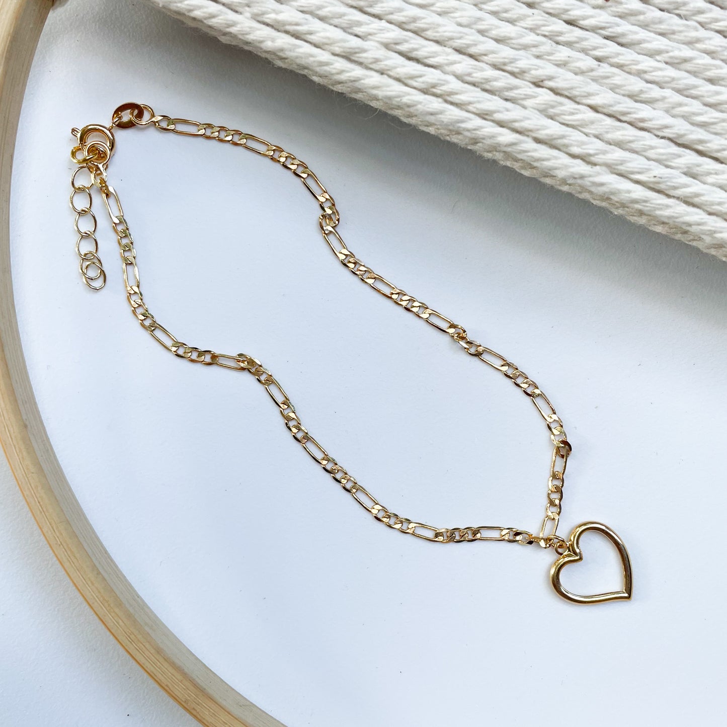 Heart Charm Anklet - 18k Gold Filled