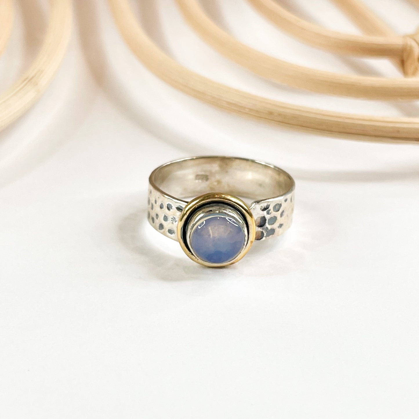 Ethiopian Opal Hammered Band Ring - SSS