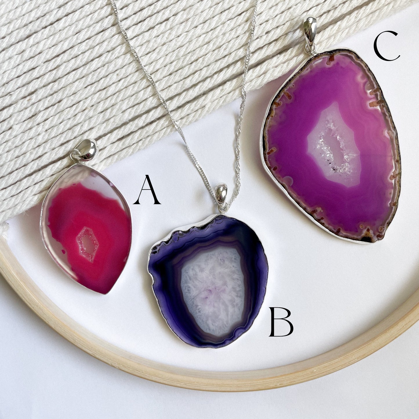 Colorful Agate Statement Pendants - Solid Sterling Silver