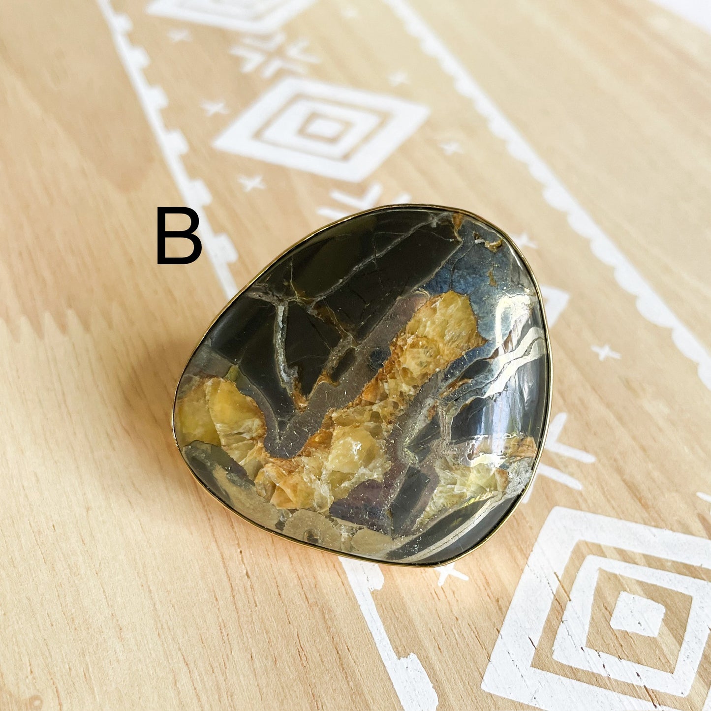 Septarian Infused Pyrite Statement Ring - Alchemia Gold
