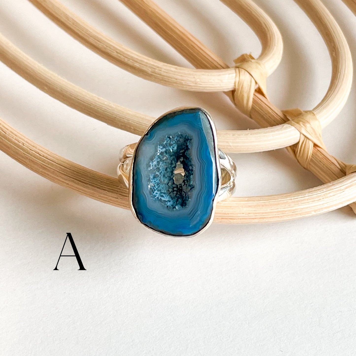 Agate Slice Ring - Solid Sterling Silver