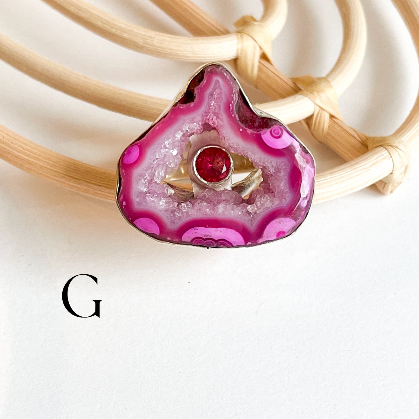 Agate With Gemstone Ring - Solid Sterling Silver