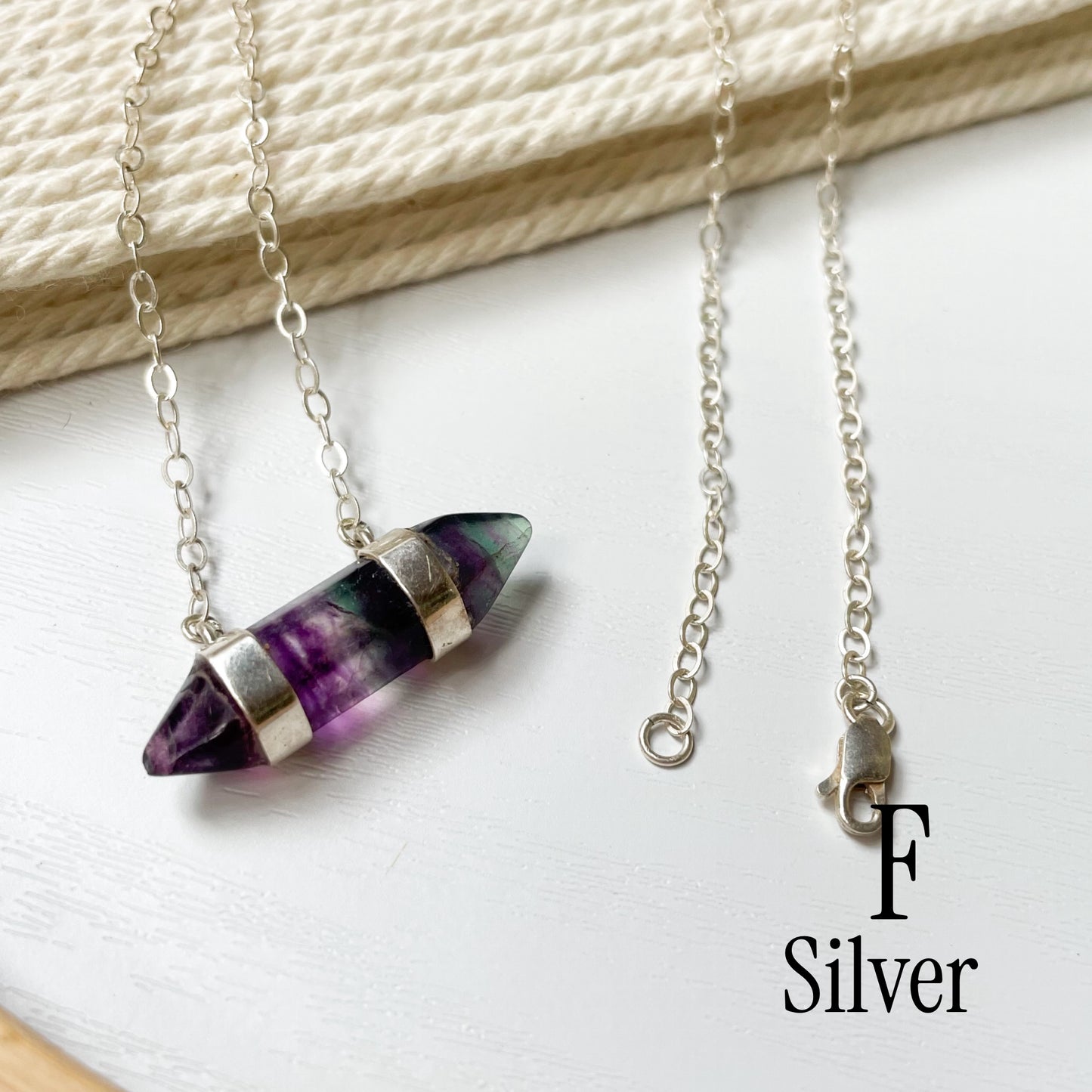 Fluorite Side Point Necklace - Both Metals