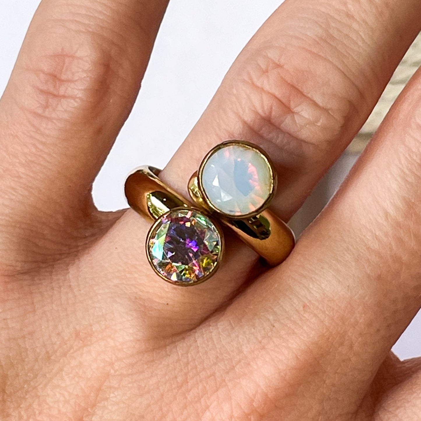 Opalite & Aurora Borealis Bypass Ring - Alchemia