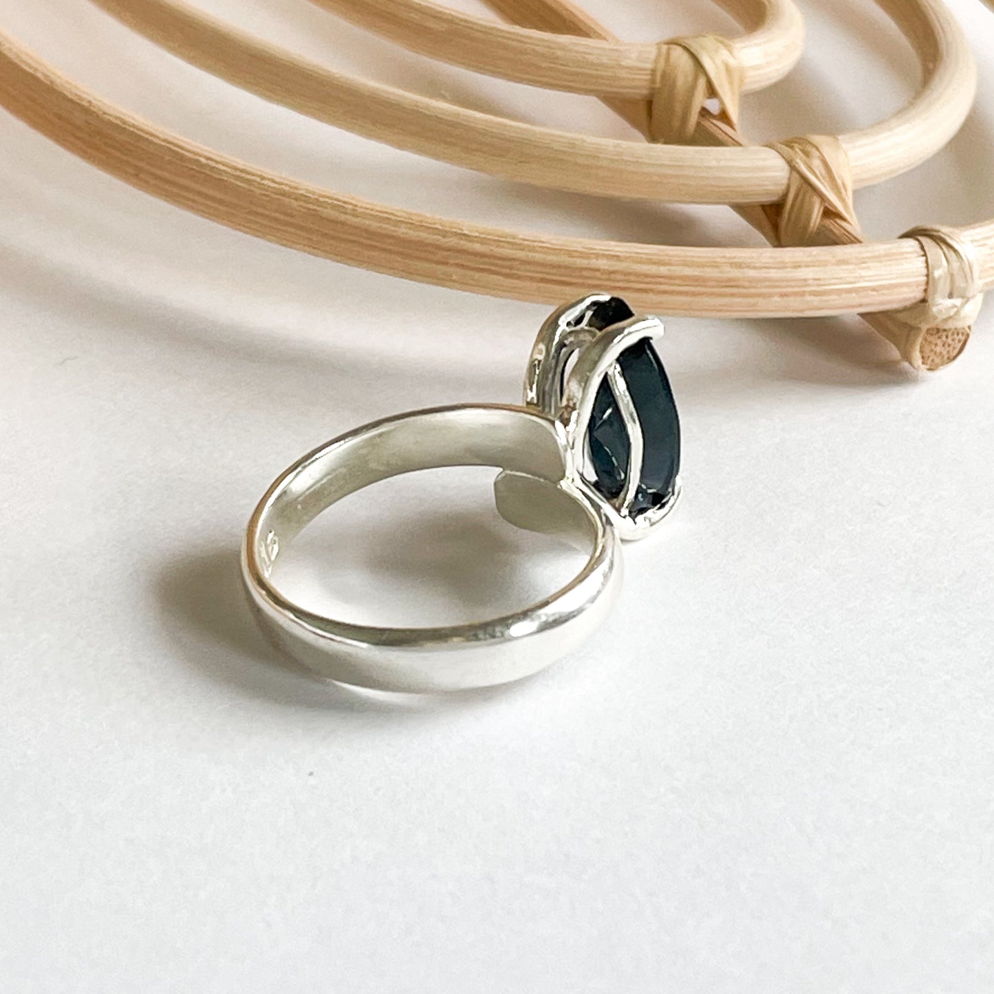 London Blue Topaz Marquise Prong Ring - Solid Sterling Silver