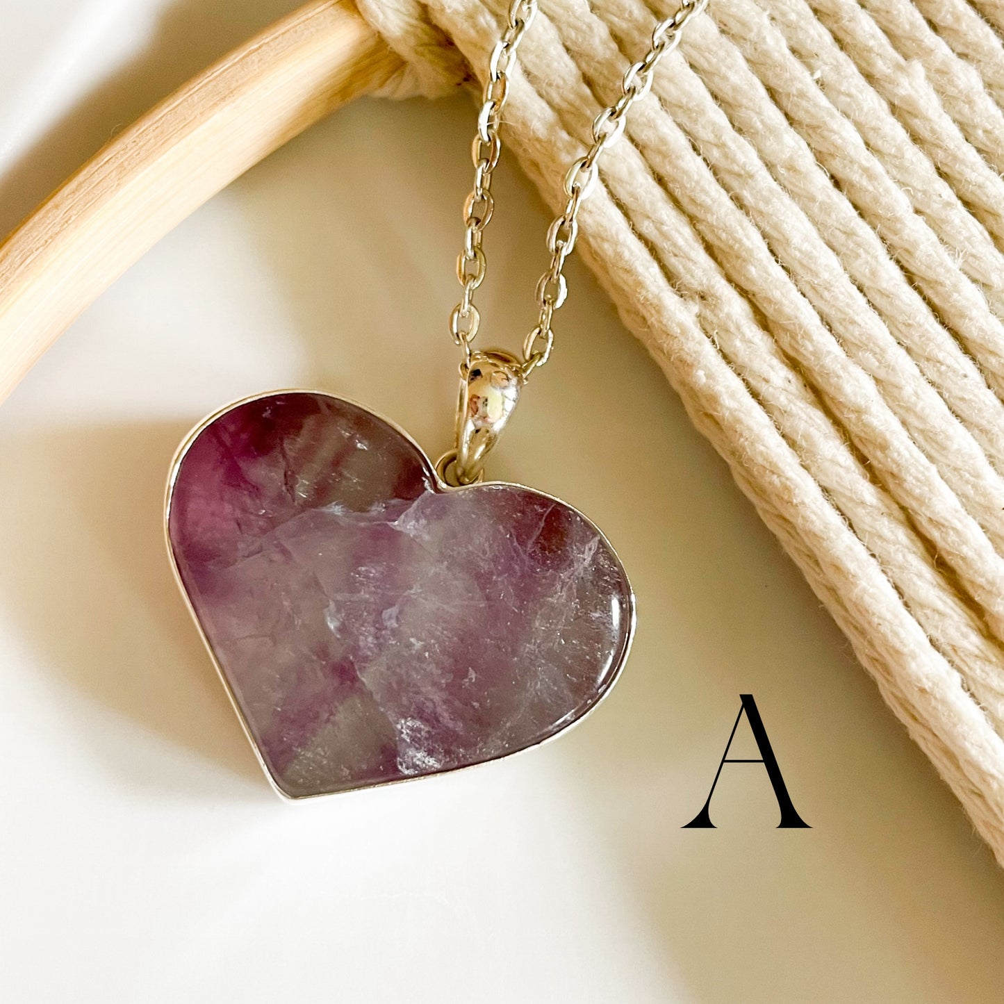Fluorite Heart Pendants - Solid Sterling Silver