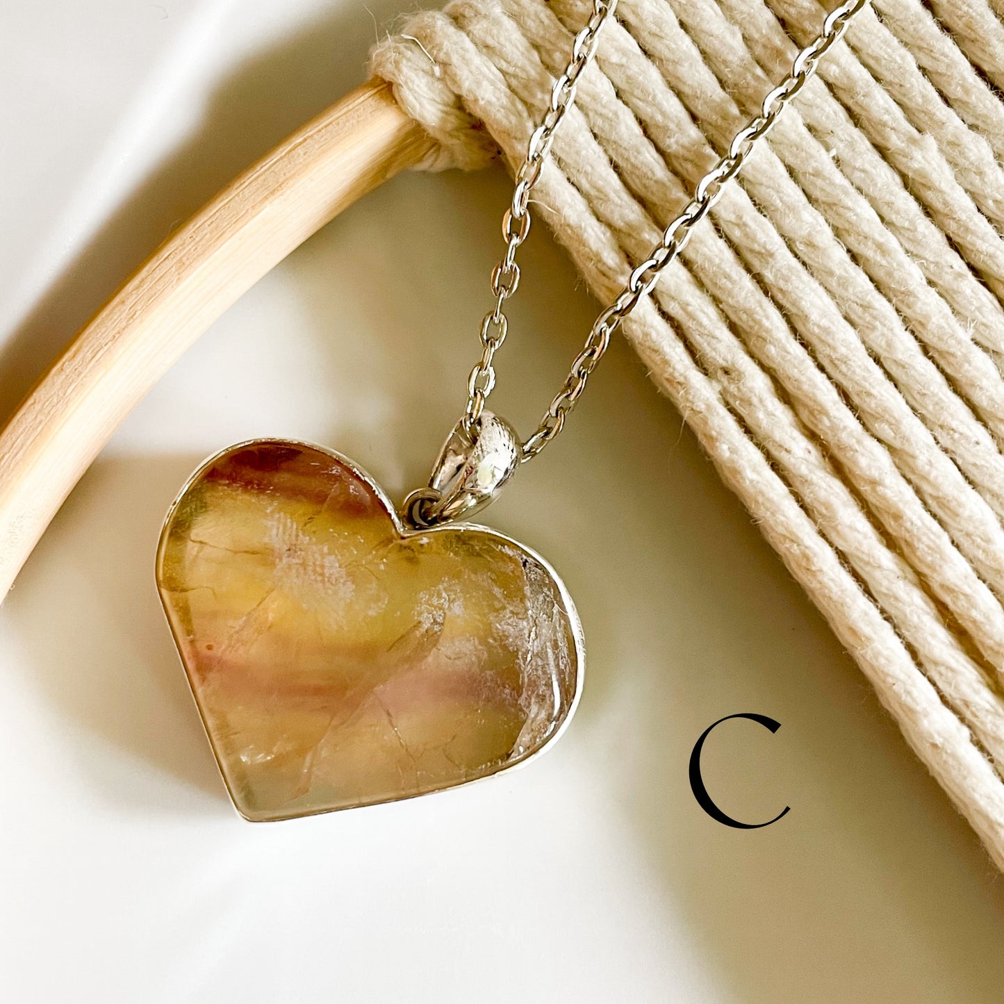 Fluorite Heart Pendants - Solid Sterling Silver