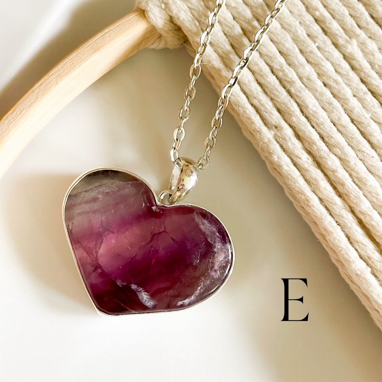 Fluorite Heart Pendants - Solid Sterling Silver