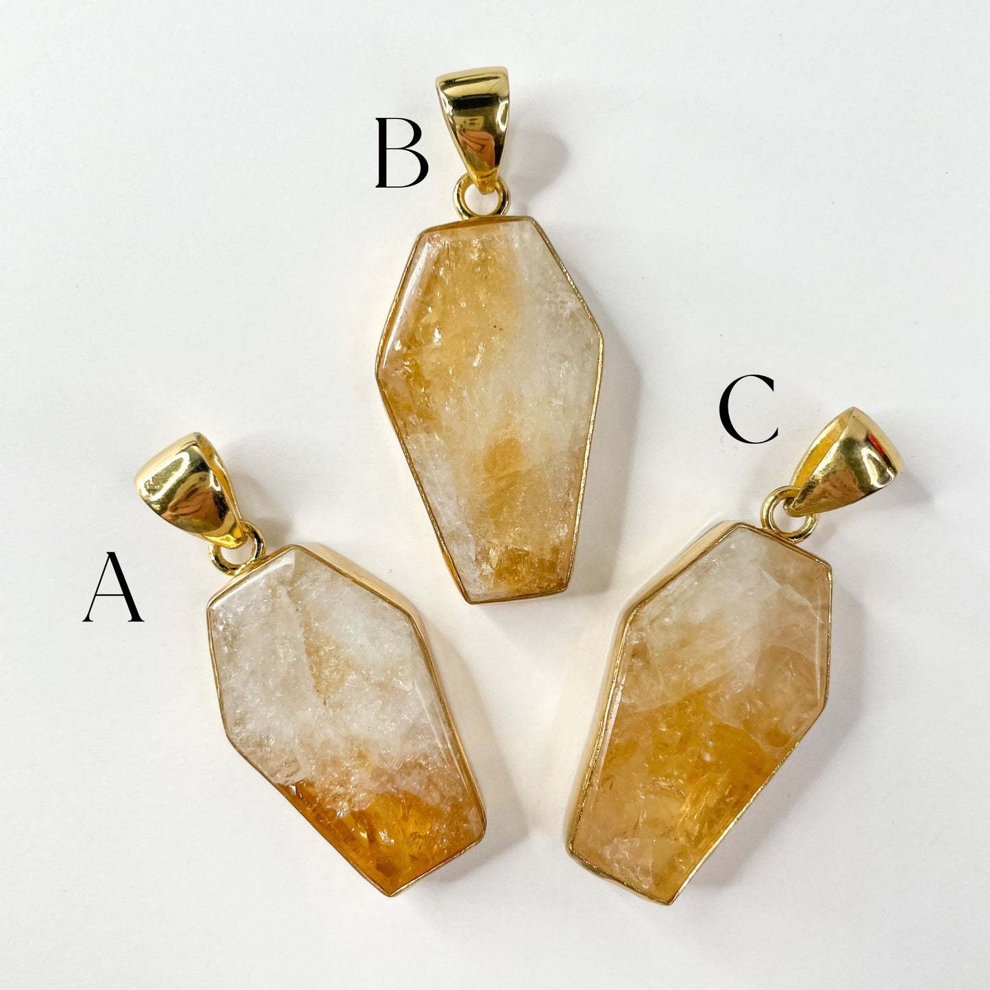 Citrine Coffin Pendant - Alchemia