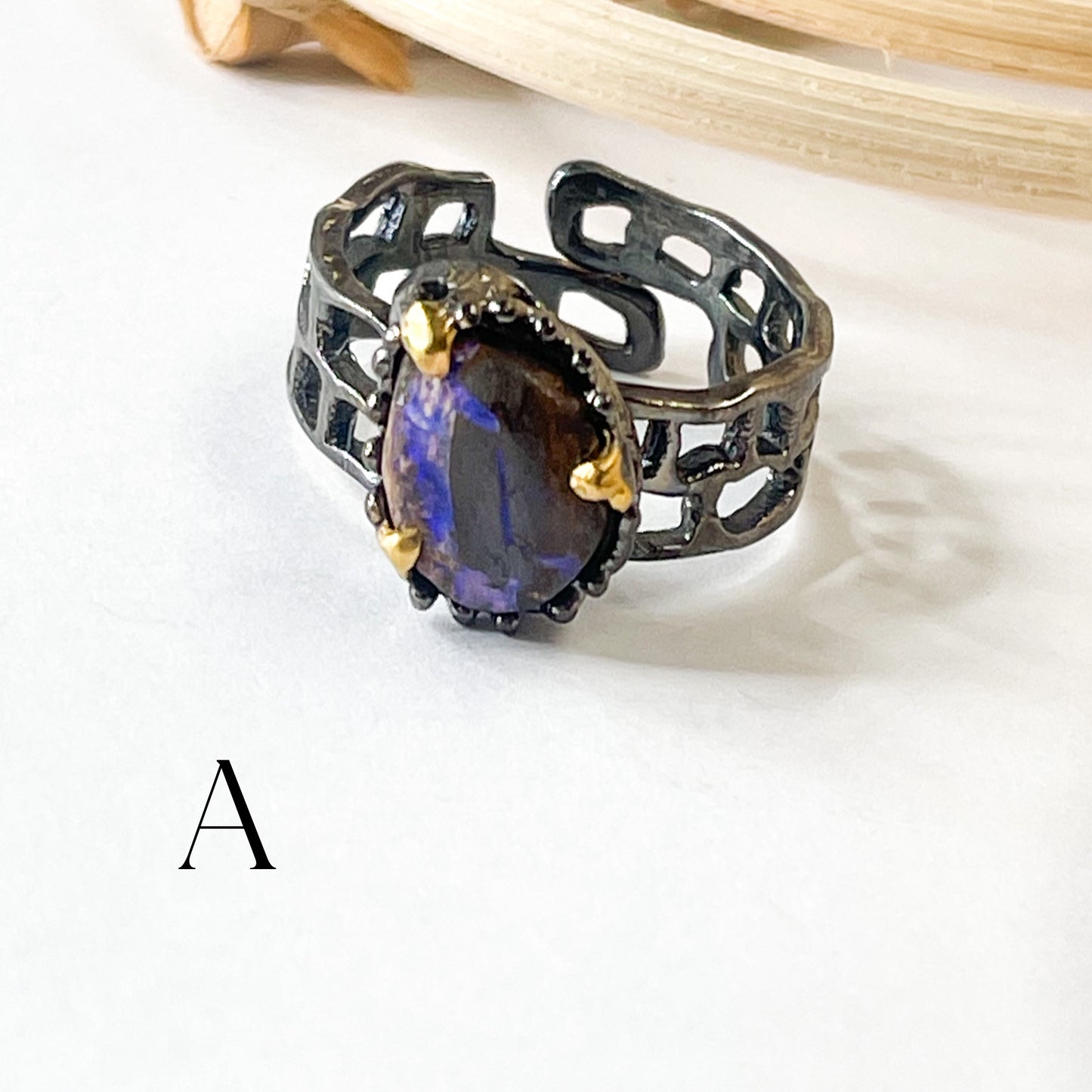 Boulder Opal Unique Band - Solid Sterling Silver