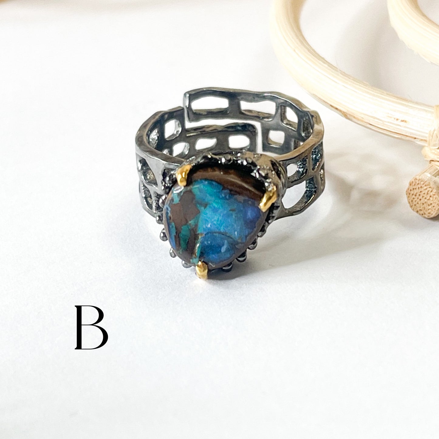 Boulder Opal Unique Band - Solid Sterling Silver
