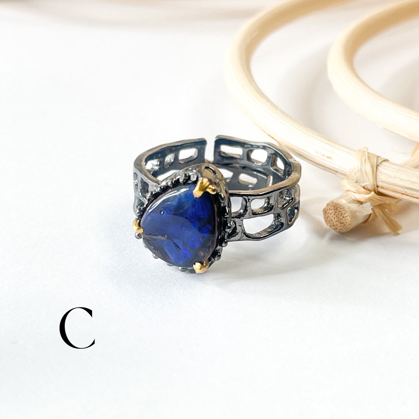 Boulder Opal Unique Band - Solid Sterling Silver