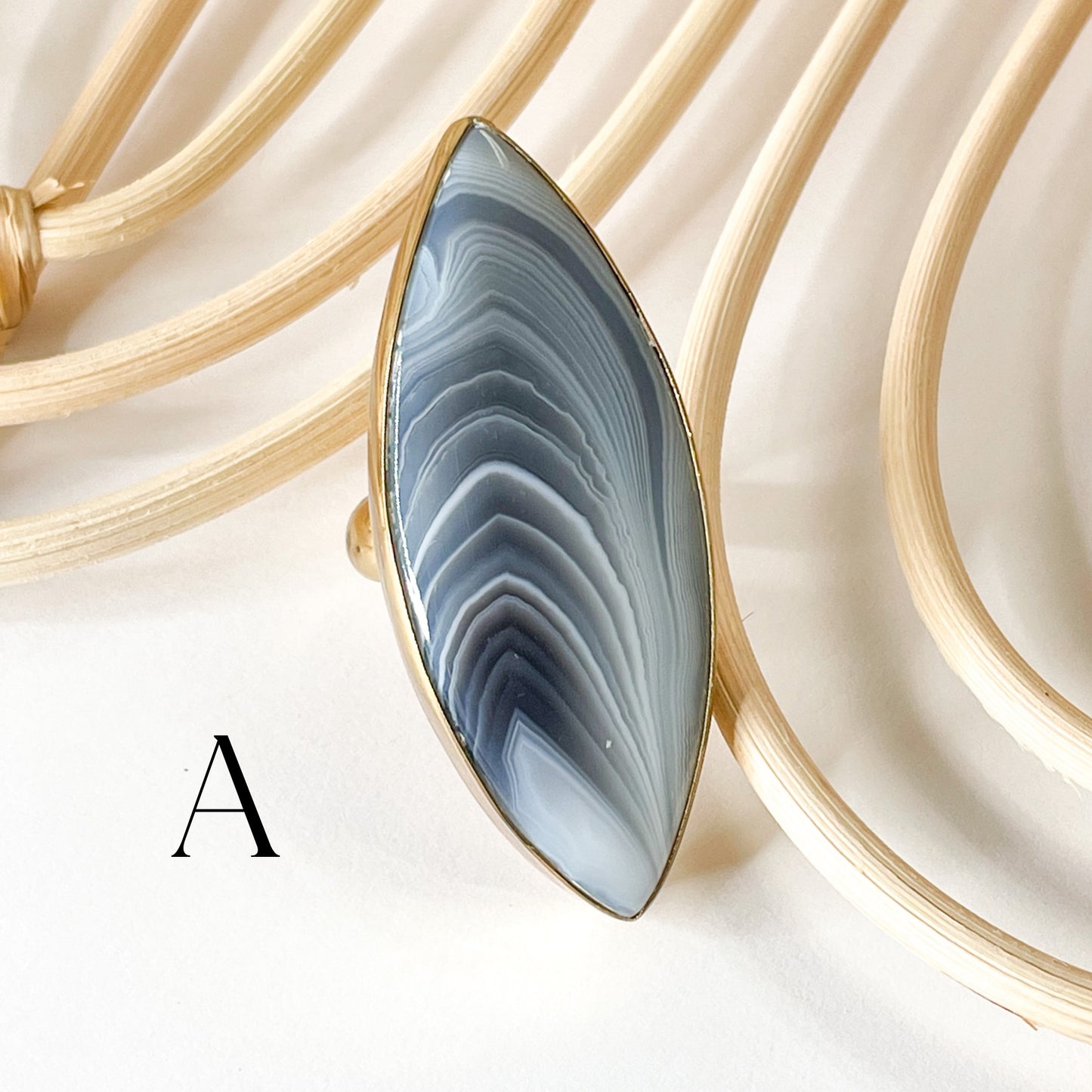 Marquee Gray Agate Ring - Alchemia Gold