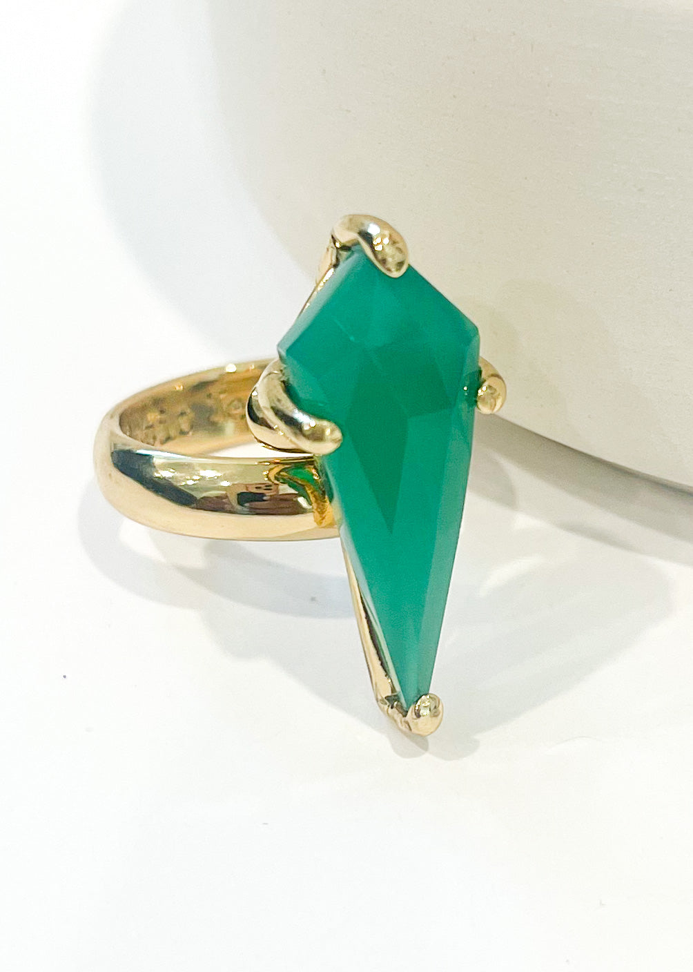 Chalcedony Kite Prong Ring - Both Metals
