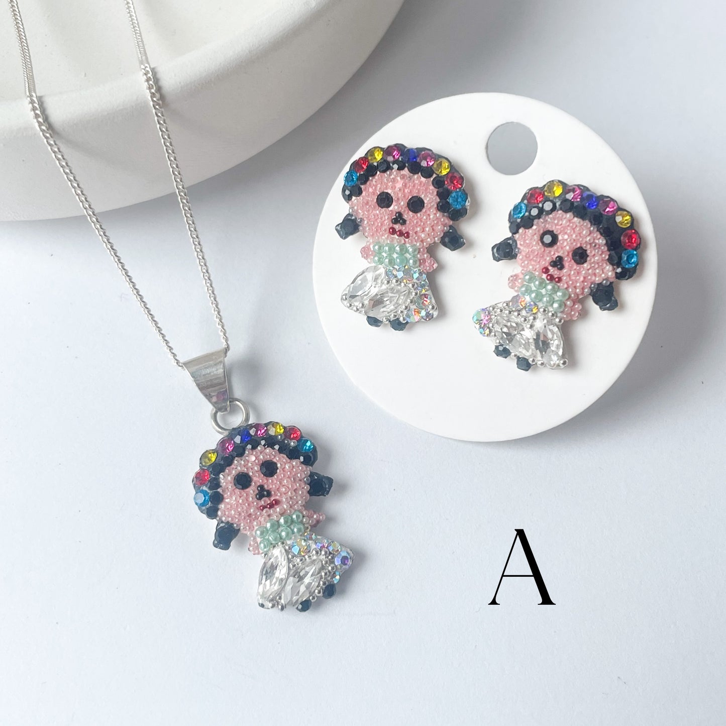 Mosaic Mexican Doll Sets - Solid Sterling Silver