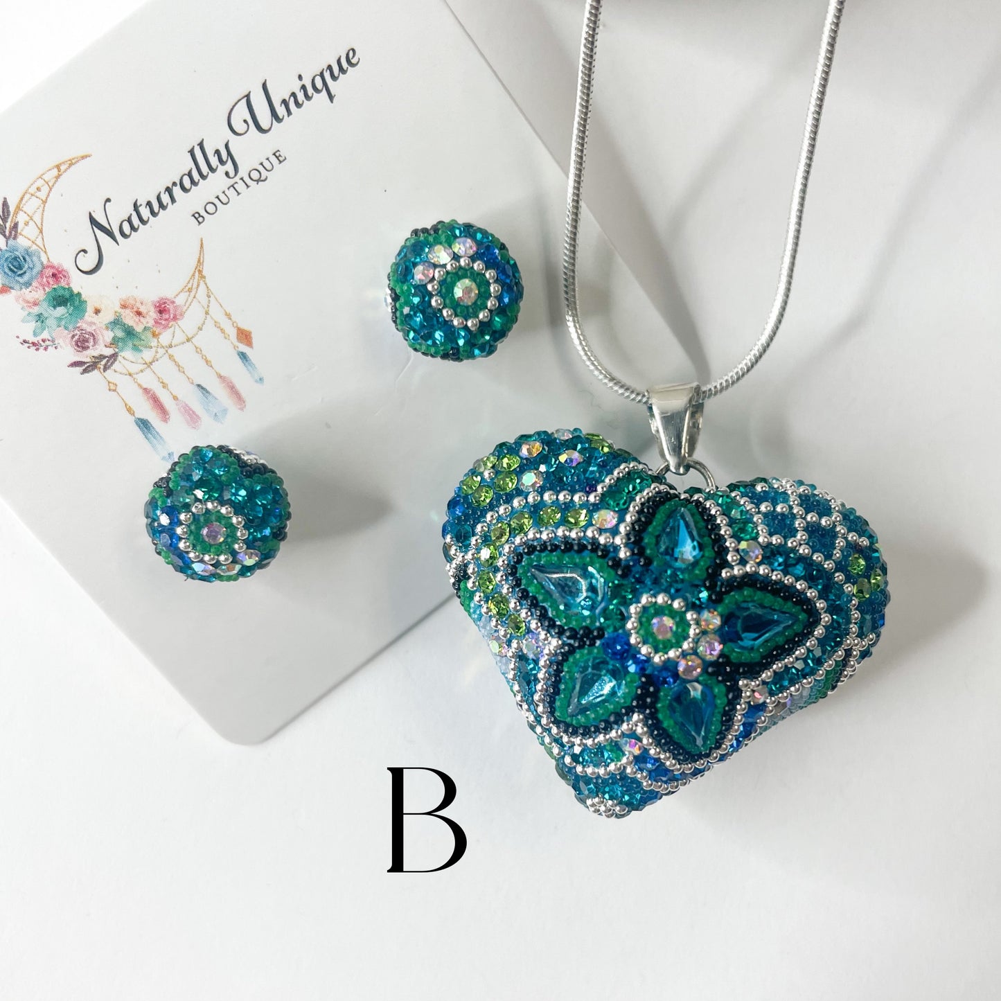 Mosaic Heart Jingle Set - Solid Sterling Silver