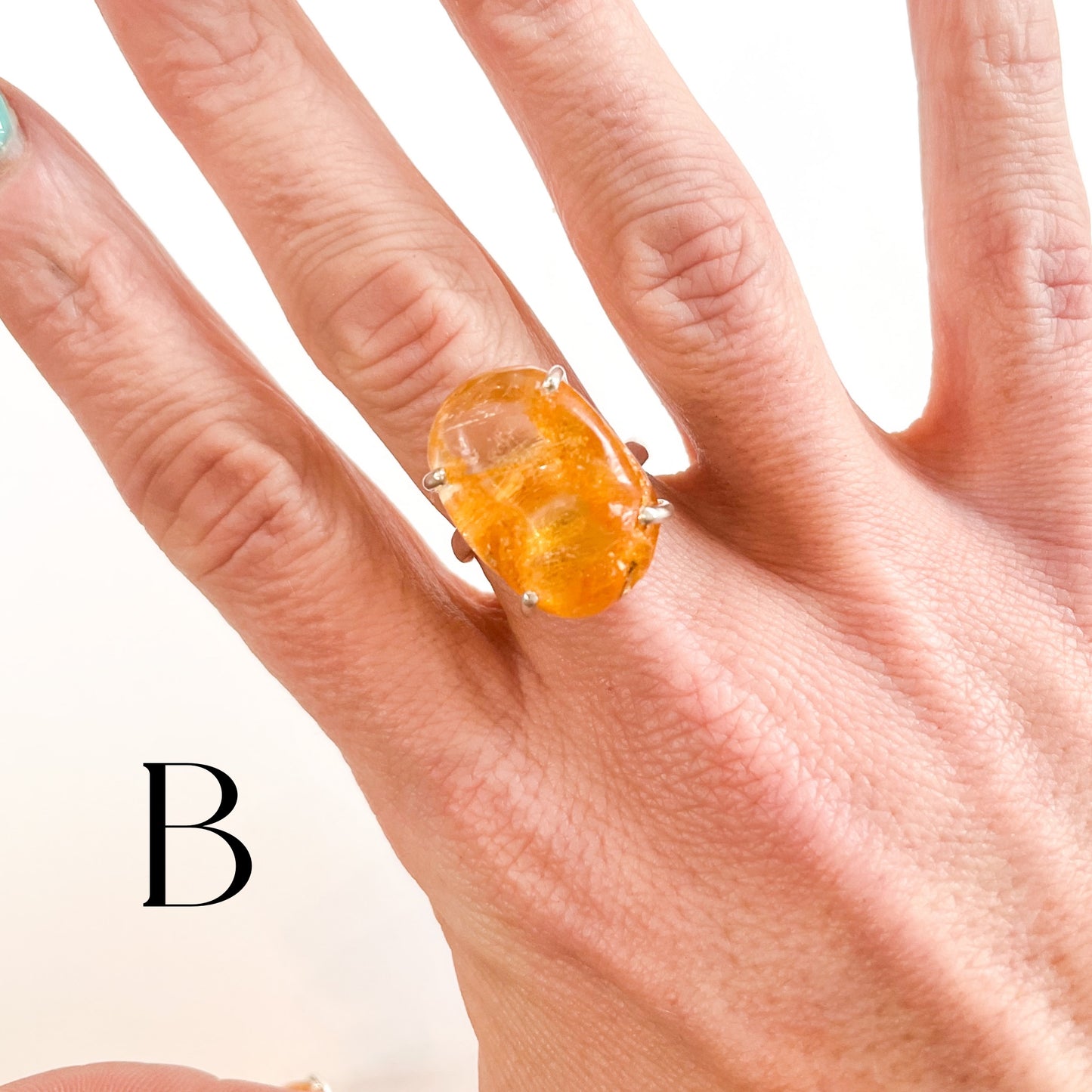 Amber Prong Rings - Solid Sterling Silver
