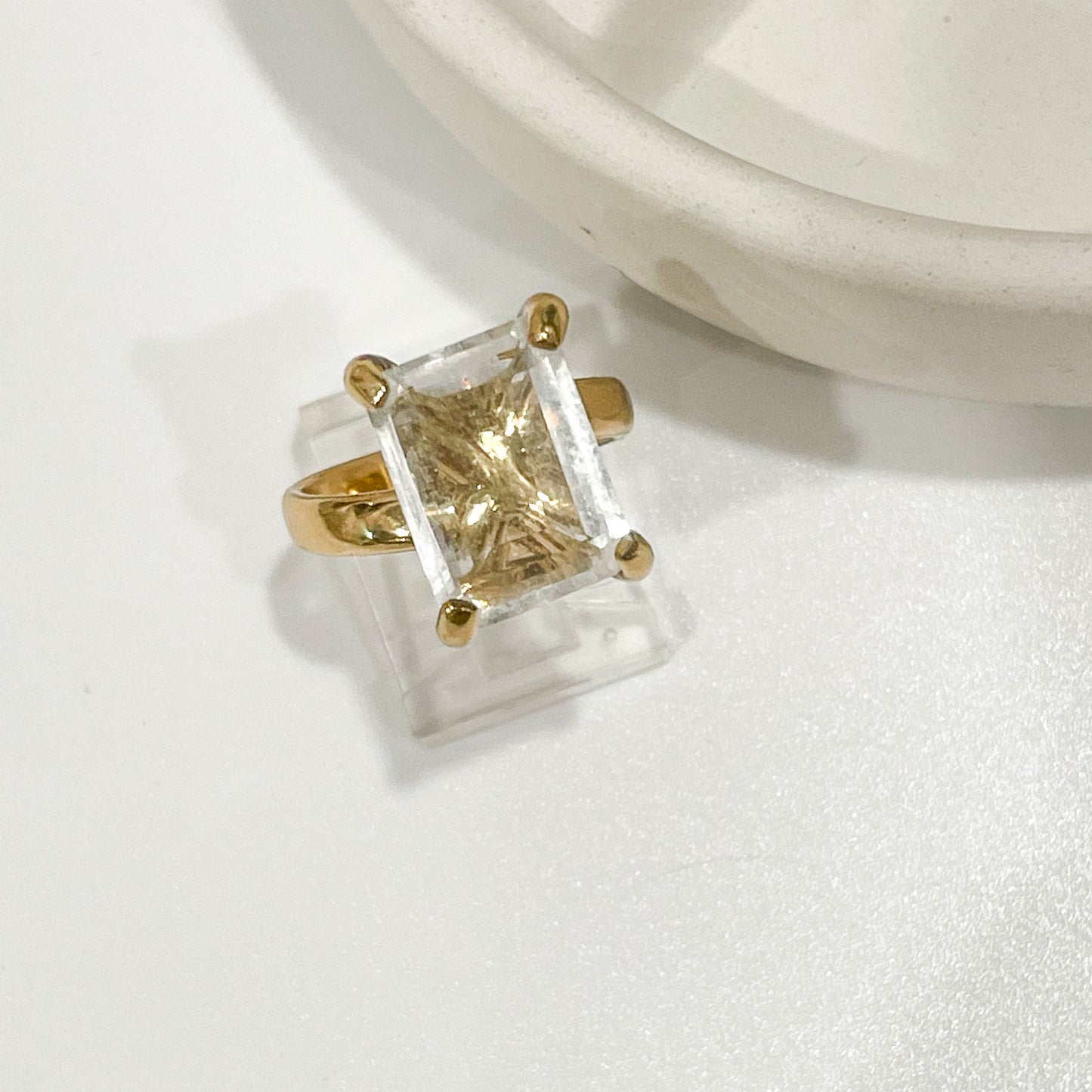 Clear Quartz Square Prong Ring - Alchemia