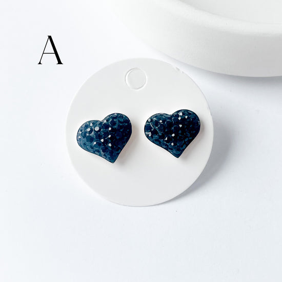 Mosaic Heart Studs - Solid Sterling Silver