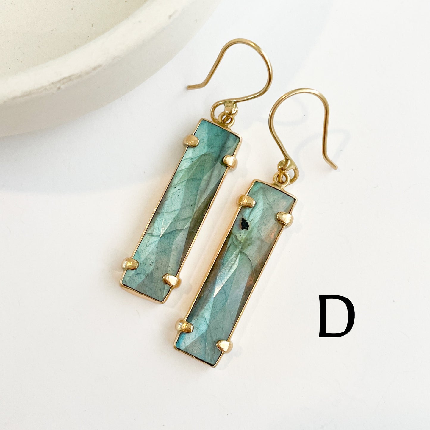 Labradorite Slim Earrings  - Alchemia Gold