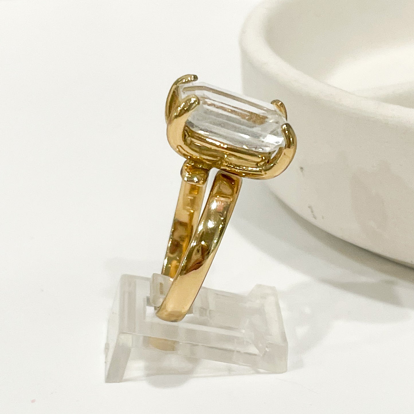 Clear Quartz Square Prong Ring - Alchemia
