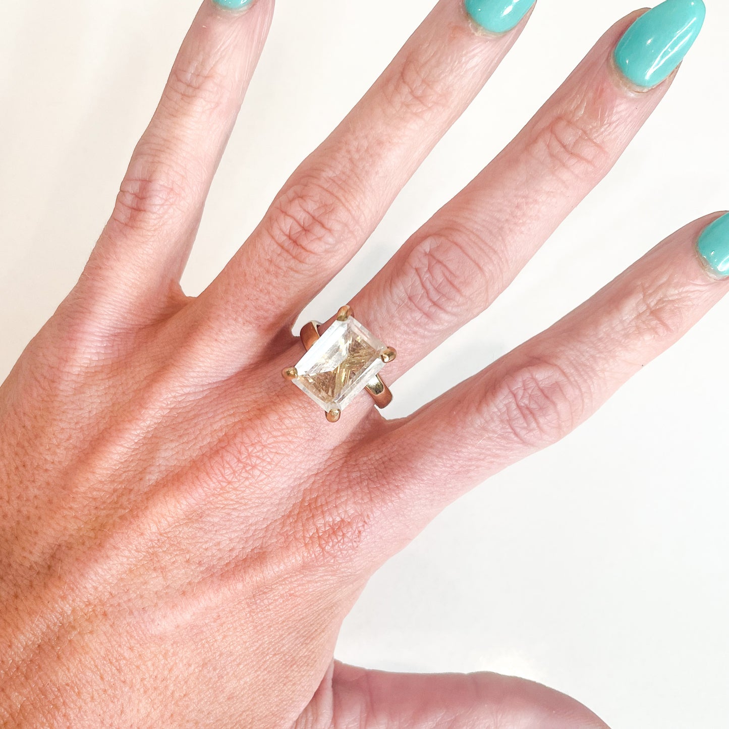 Clear Quartz Square Prong Ring - Alchemia