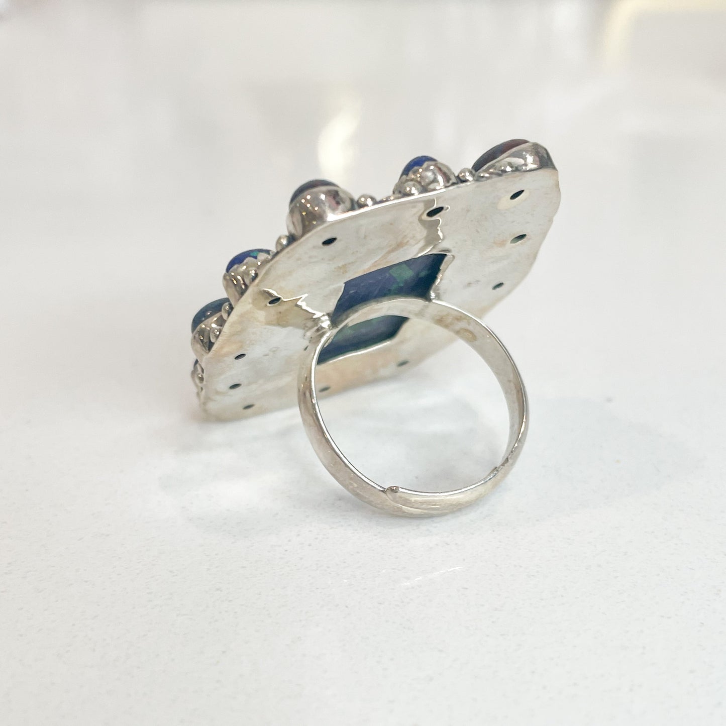 Azurite, Malachite, Lapis Lazuli Statement Ring - Solid Sterling Silver