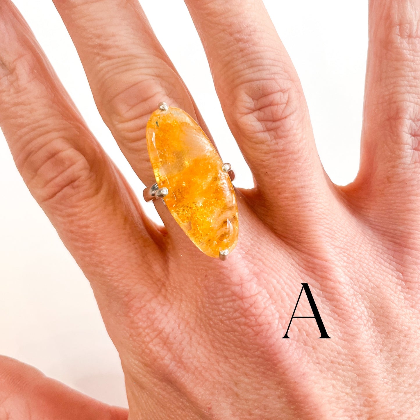 Amber Prong Rings - Solid Sterling Silver