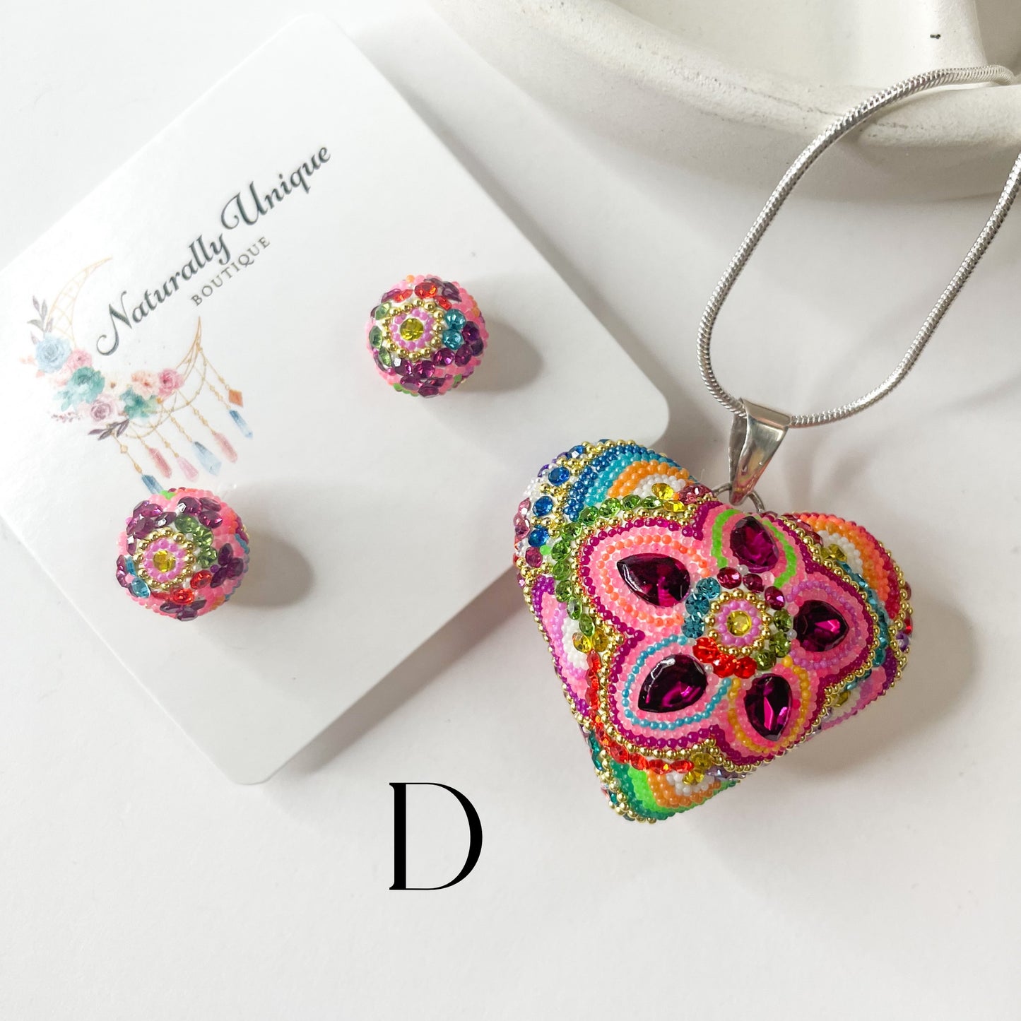 Mosaic Heart Jingle Set - Solid Sterling Silver