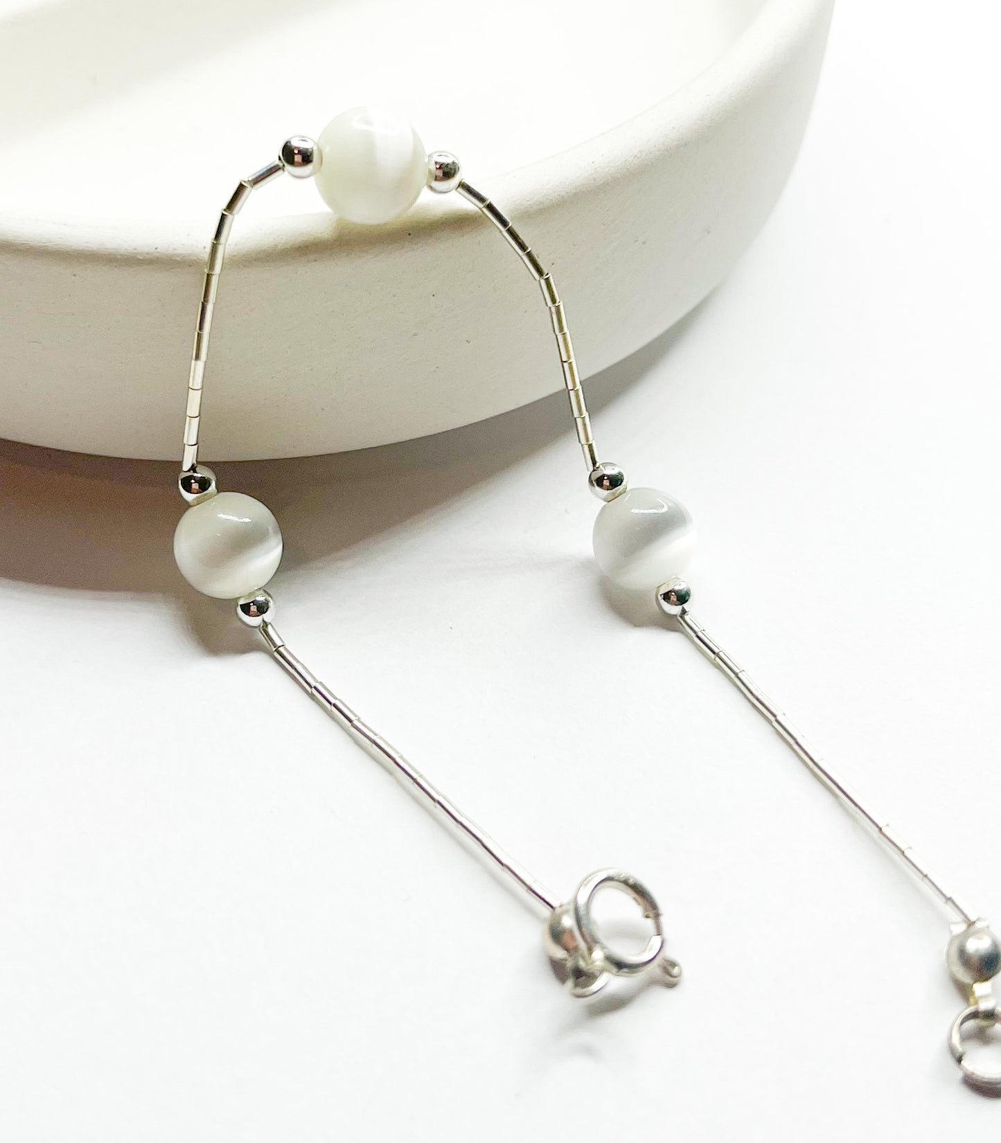 Cats Eye Jade Bracelets - Solid Sterling Silver