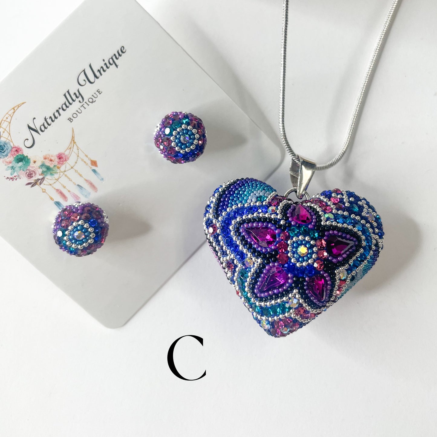 Mosaic Heart Jingle Set - Solid Sterling Silver