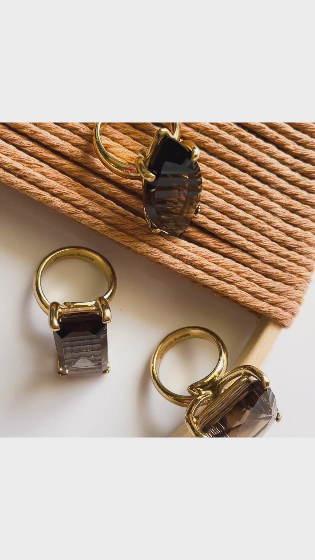 Load and play video in Gallery viewer, Smokey Quartz Statement Prong Ring - Alchemia