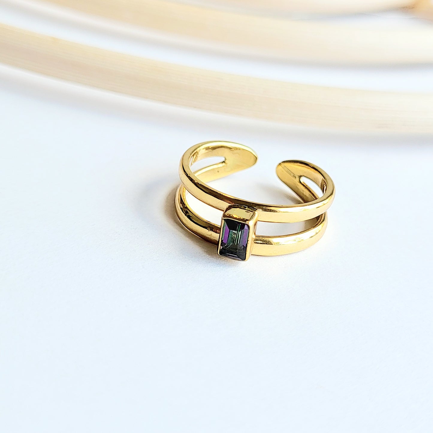 Gemstone Variety of Double Band Midi Rings - Alchemia