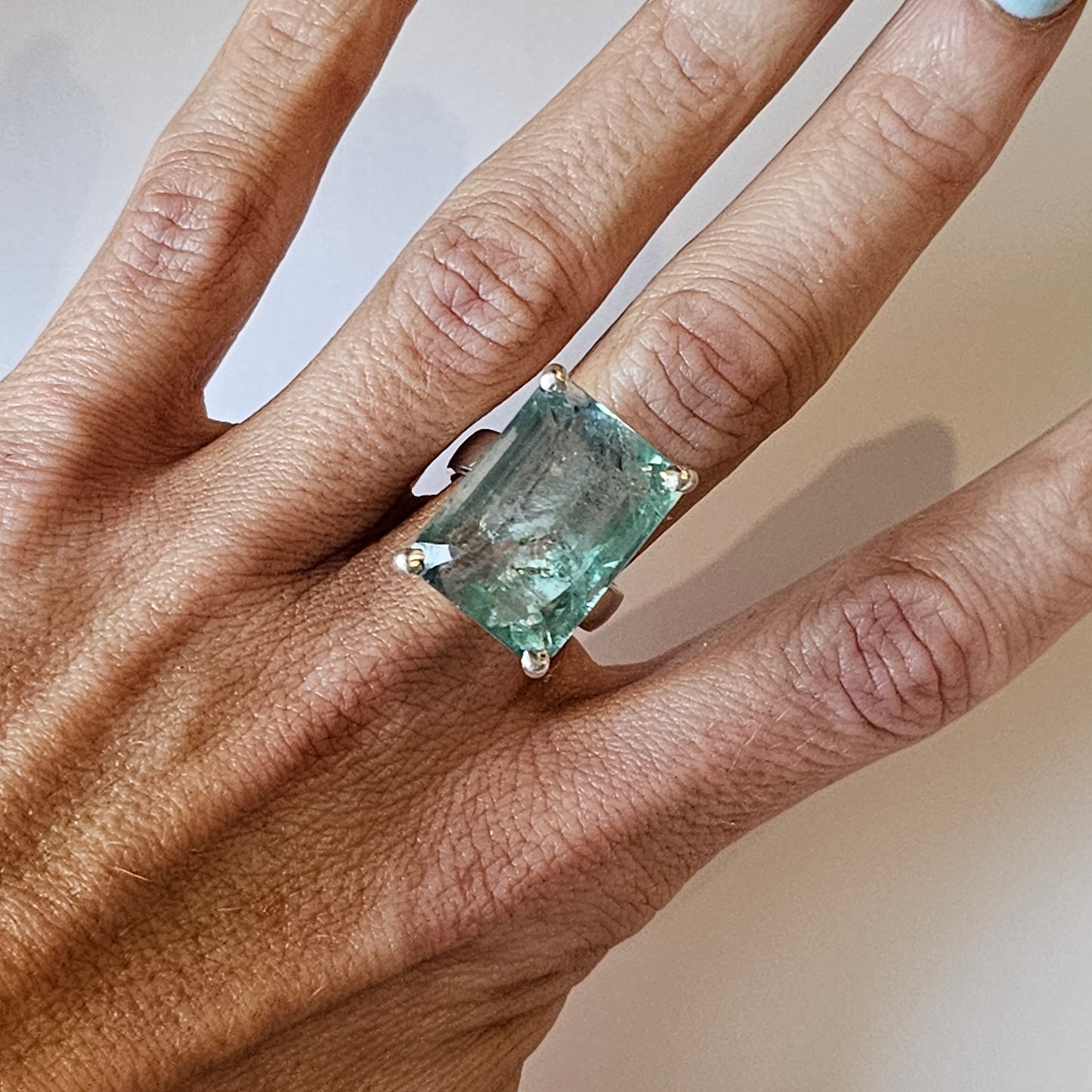 Fluorite Prong Rings - Solid Sterling Silver