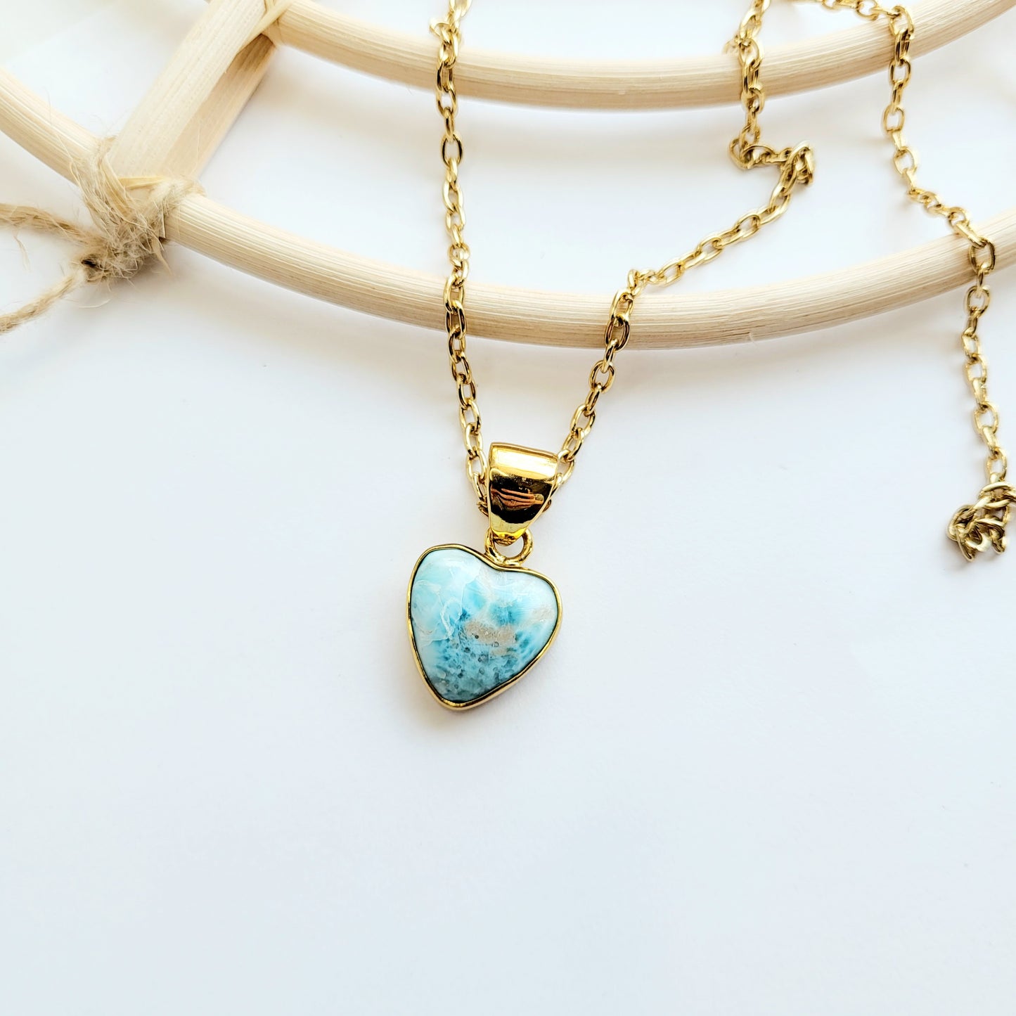 Larimar Heart Pendant  -  Alchemia Gold
