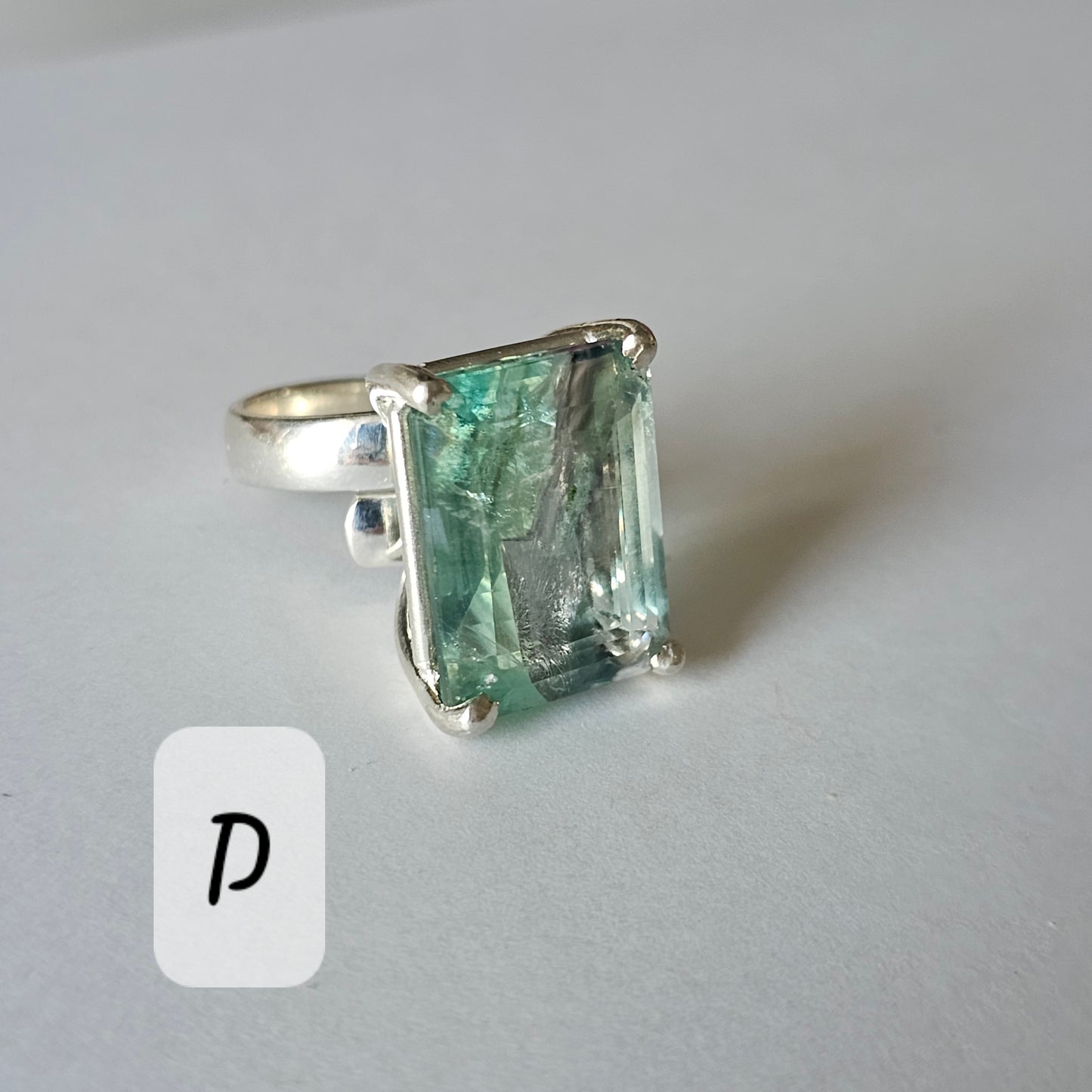Fluorite Prong Rings - Solid Sterling Silver