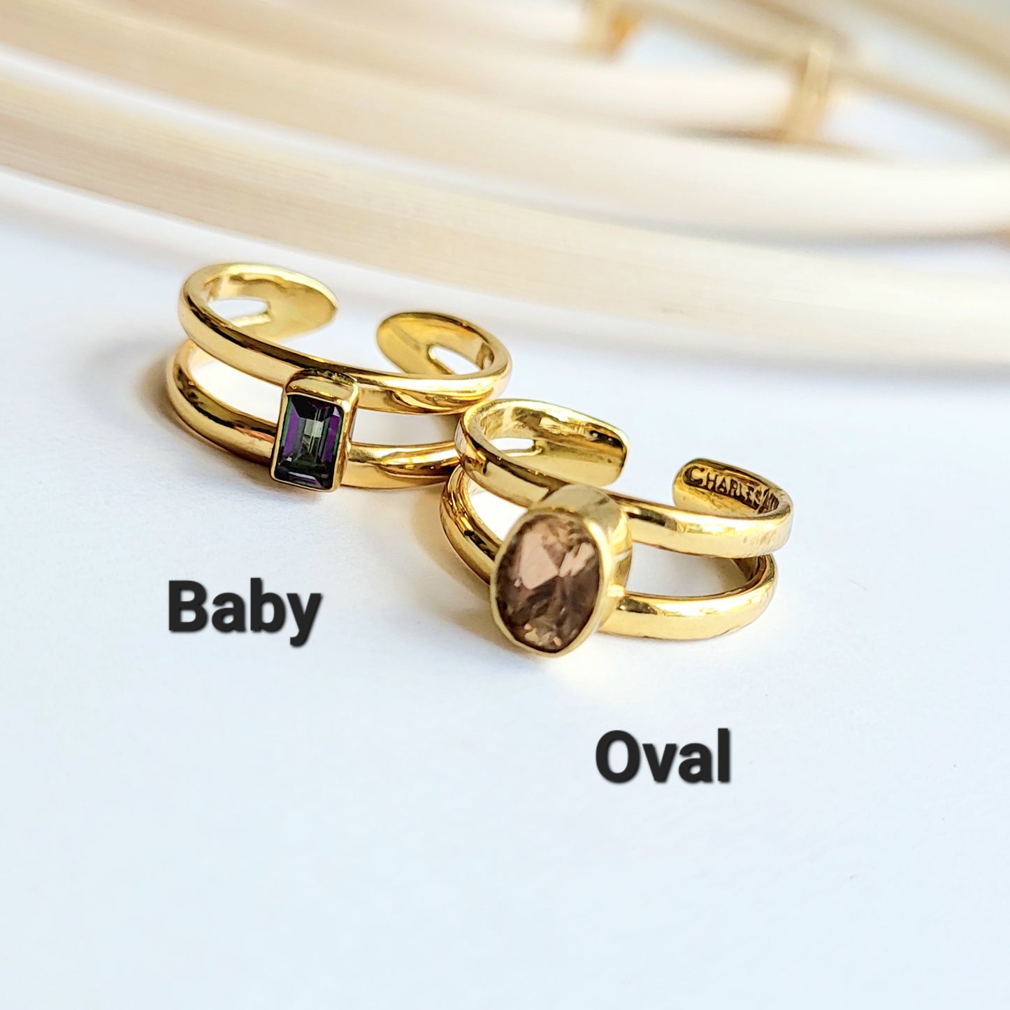 Gemstone Variety of Double Band Midi Rings - Alchemia