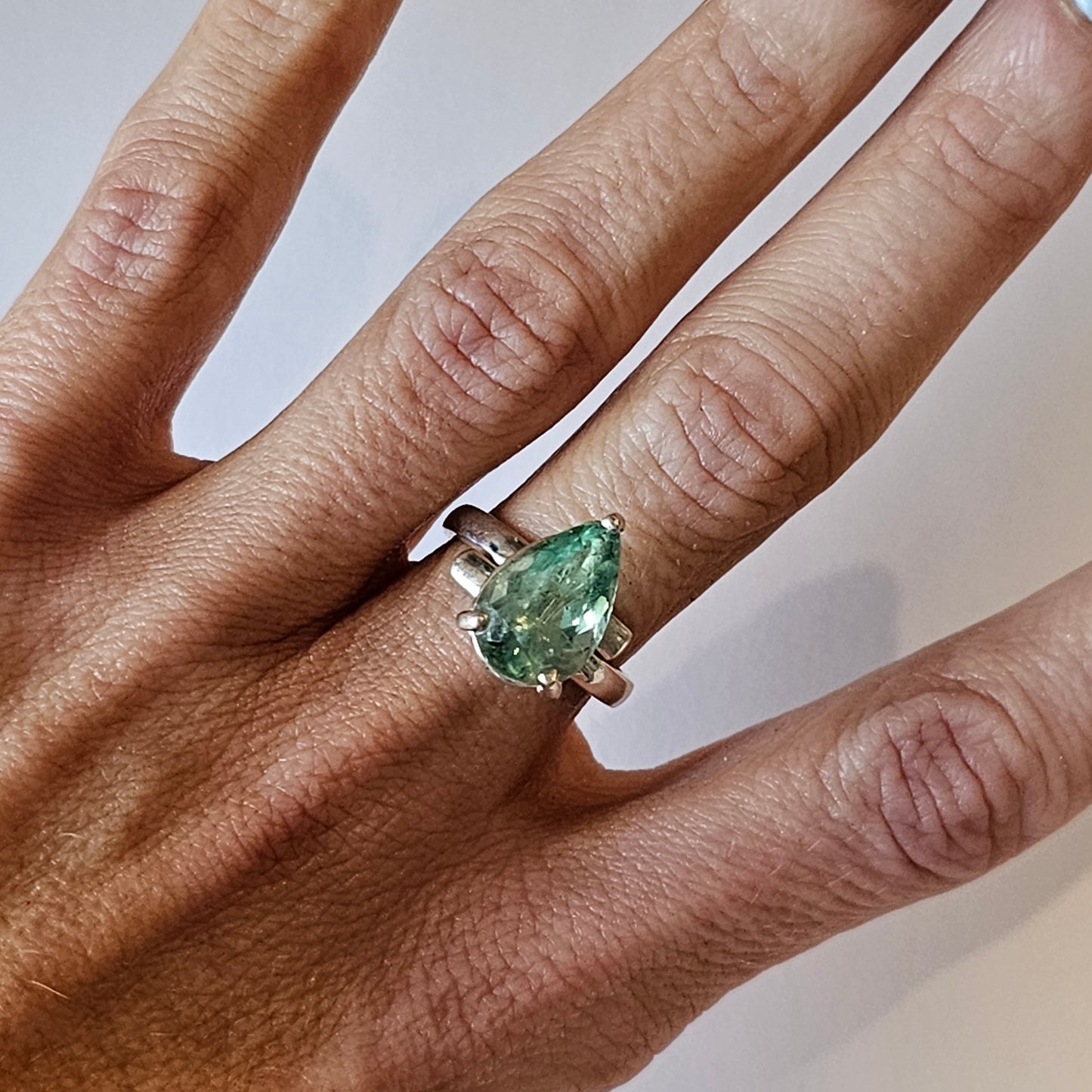 Fluorite Prong Rings - Solid Sterling Silver