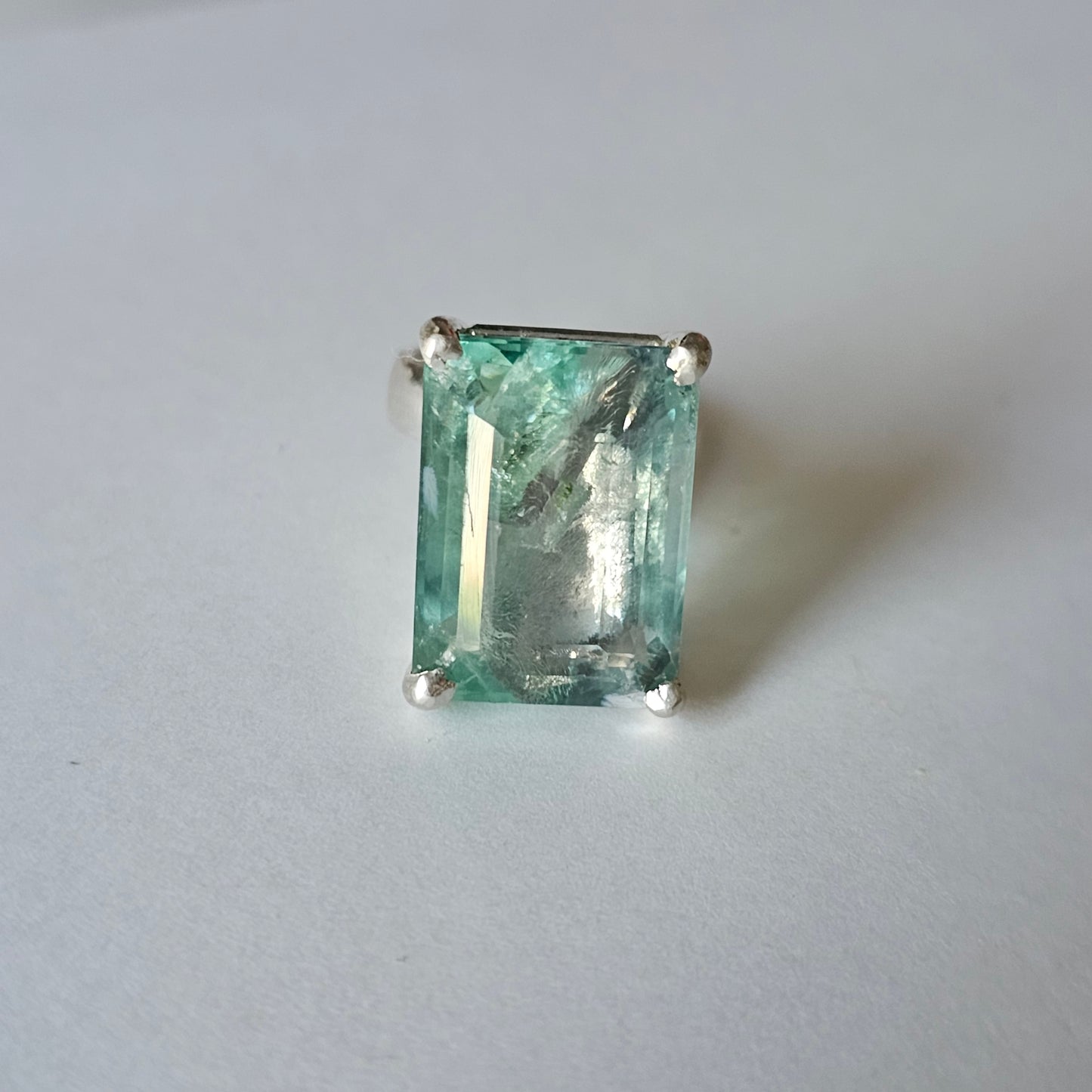 Fluorite Prong Rings - Solid Sterling Silver